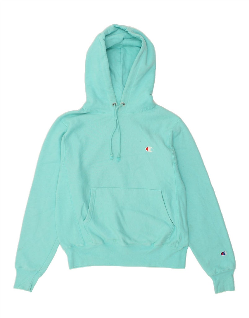 CHAMPION Mens Hoodie Jumper Small Turquoise Cotton | Vintage Champion | Thrift | Second-Hand Champion | Used Clothing | Messina Hembry 