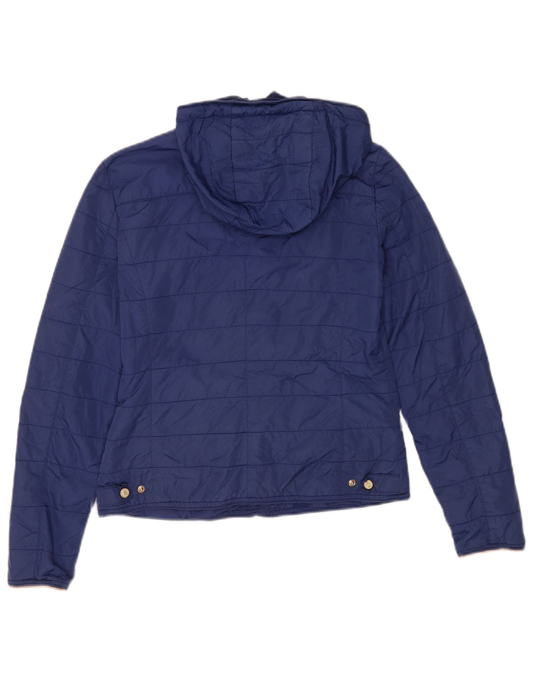 Massimo Dutti Womens Hooded Quilted Jacket EU 36 Small Blue Nylon