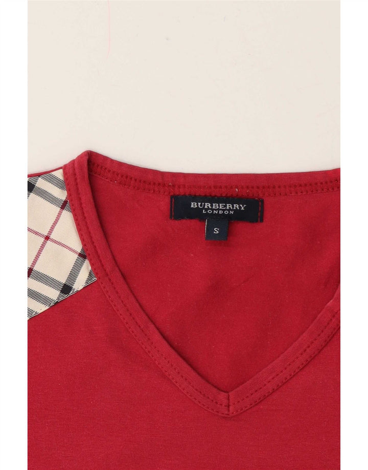 Burberry Womens T-Shirt Top UK 10 Small Red Check