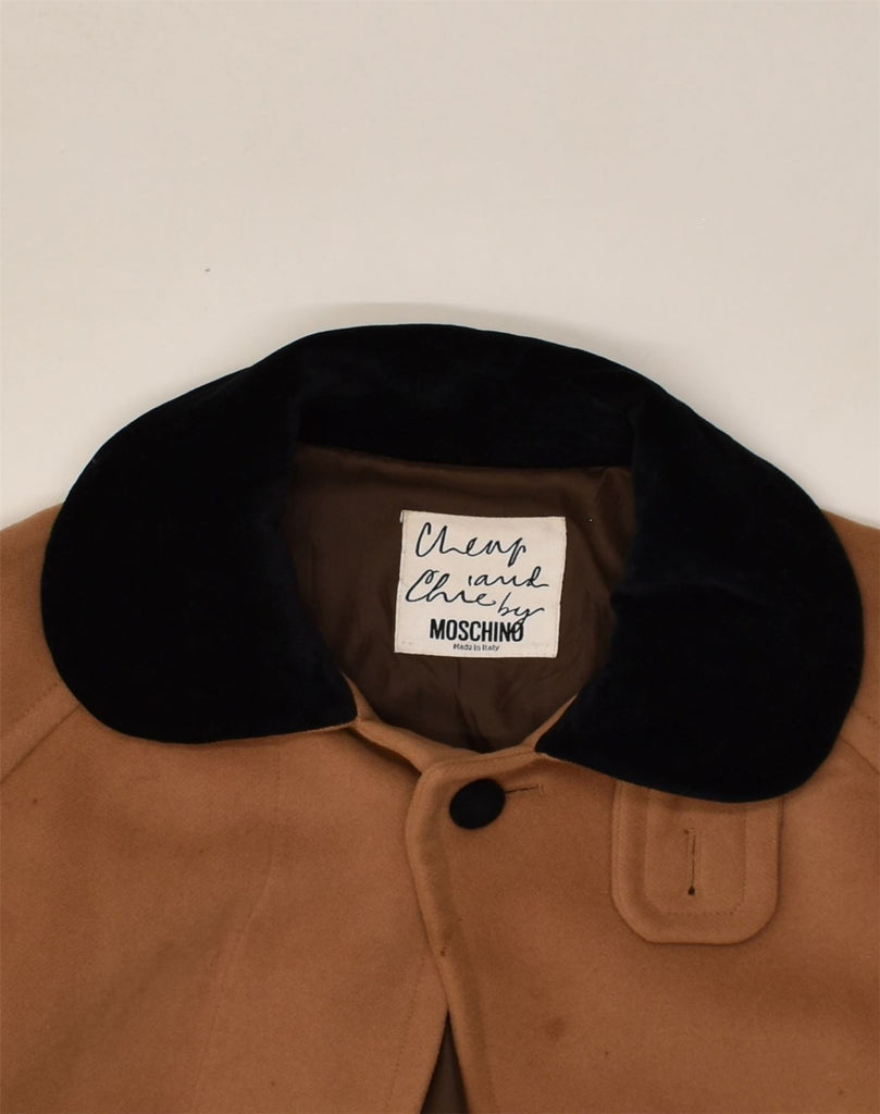 MOSCHINO Womens Overcoat UK 18 XL Brown | Vintage Moschino | Thrift | Second-Hand Moschino | Used Clothing | Messina Hembry 