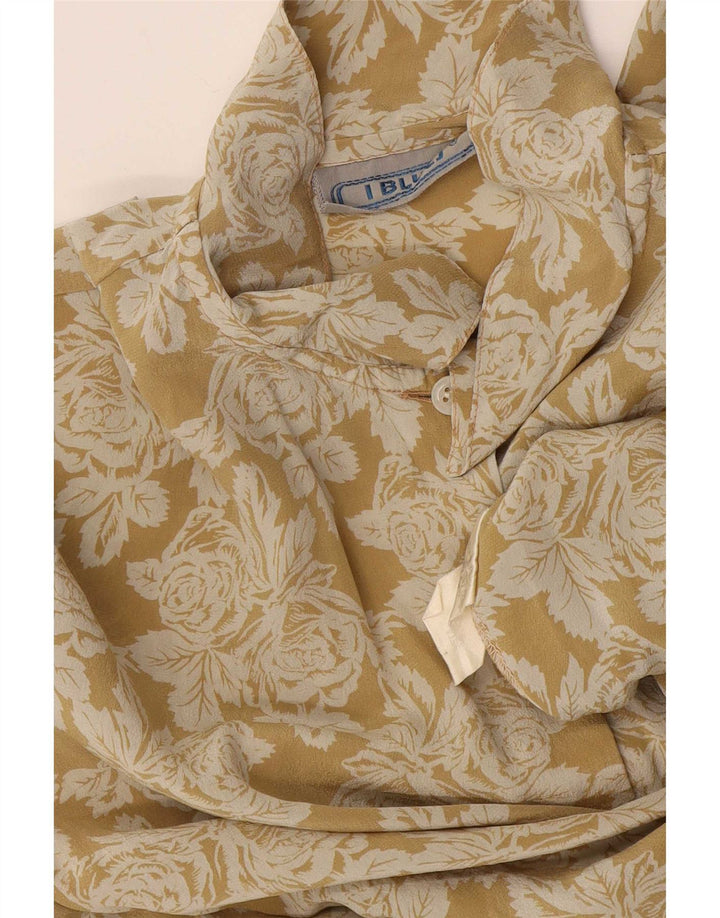 i Blues Womens Shirt Blouse IT 44 Medium Yellow Floral Silk