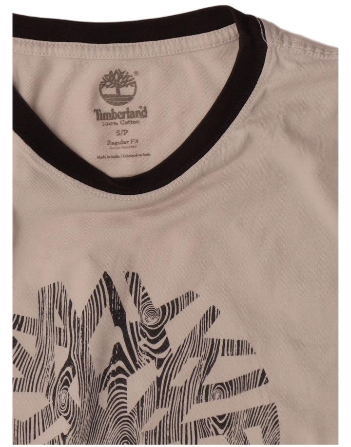 Timberland Mens Regular Fit Graphic T-Shirt Top Small White Cotton