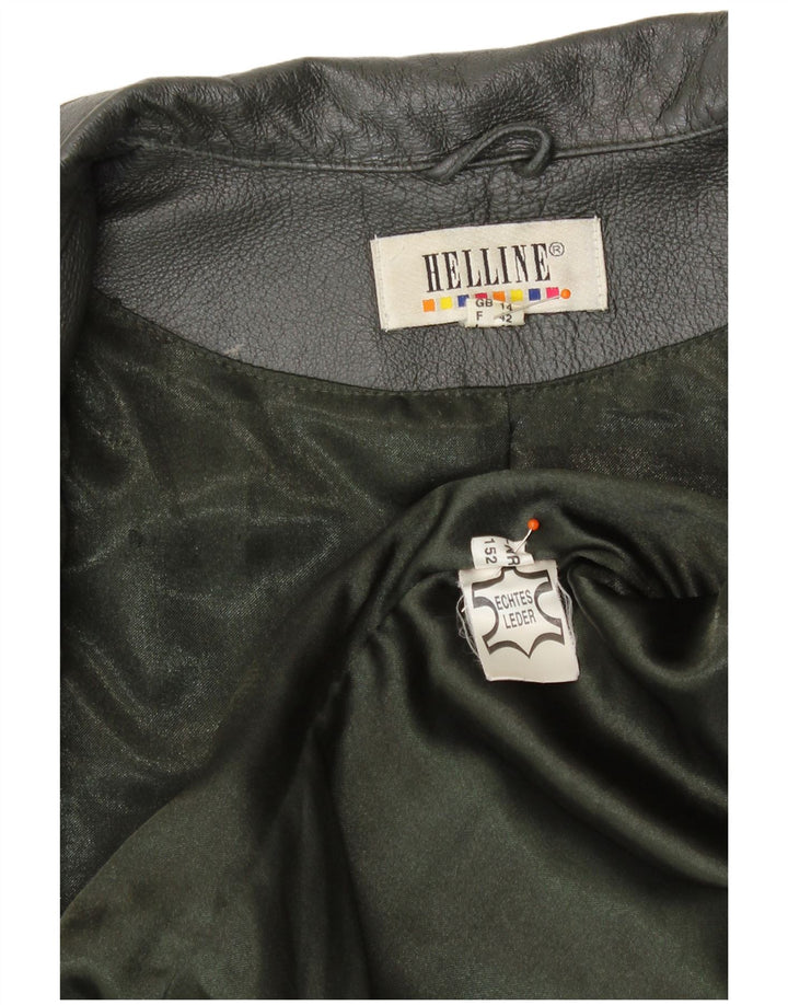 HELLINE Womens Leather Jacket UK 14 Medium  Green Leather