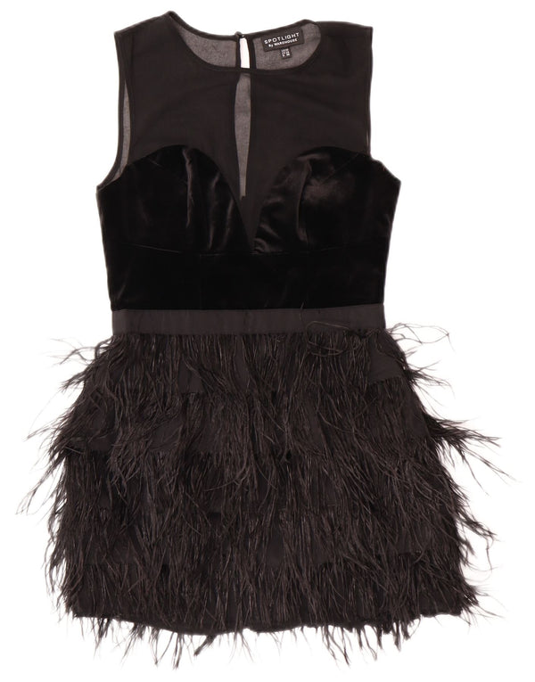 Warehouse Womens Sleeveless Charleston Dress UK 10 Small Black Polyester