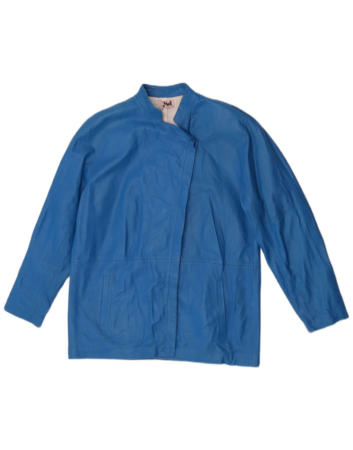 Vintage Womens Leather Jacket IT 46 Large Blue