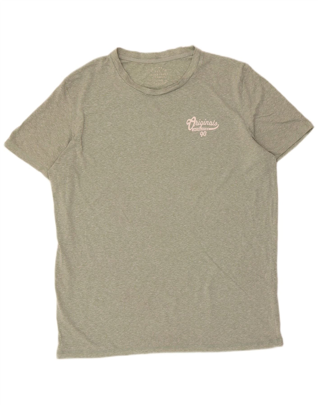 Jack & Jones Mens T-Shirt Top Large Green Flecked Polyester