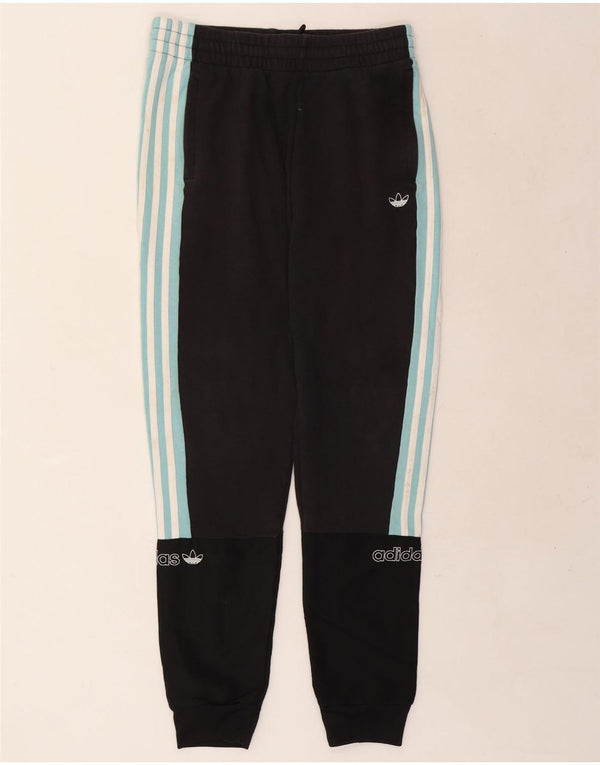 Adidas Boys Tracksuit Trousers Joggers 15-16 Years Black Colourblock