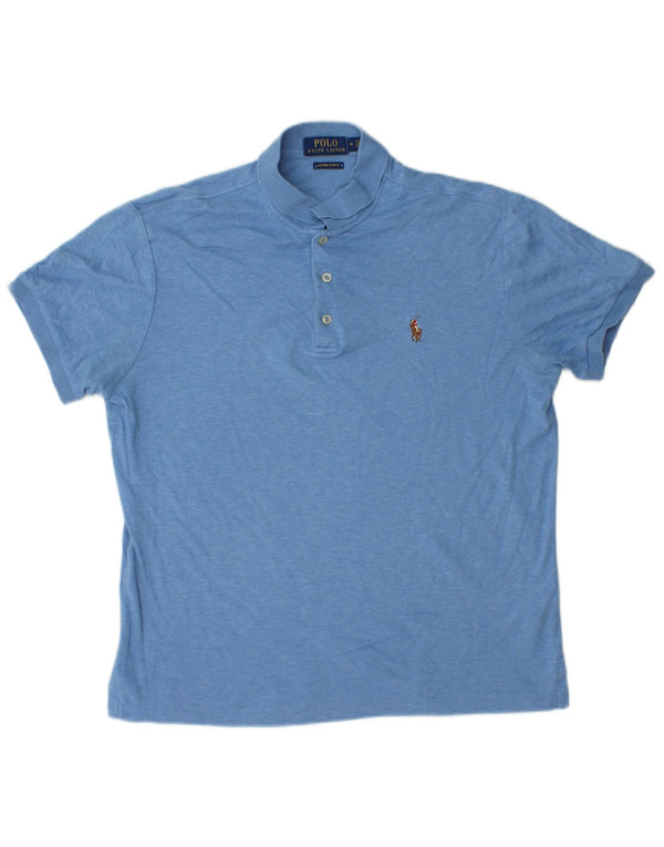 Polo Ralph Lauren Mens Custom Slim Fit Polo Shirt Medium Blue Cotton