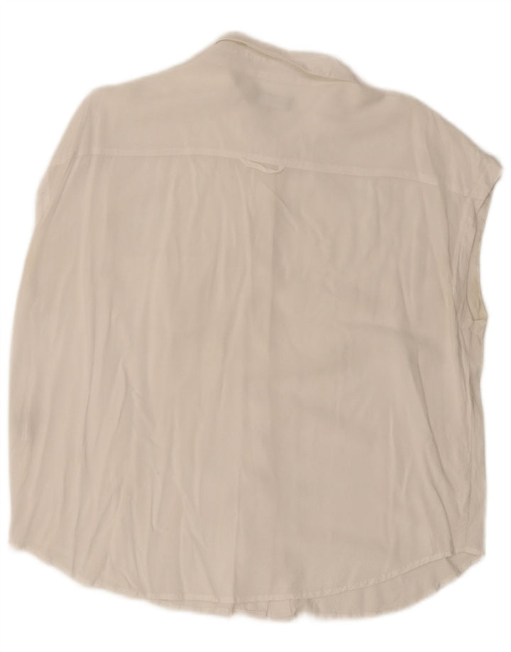BENETTON Womens Sleeveless Shirt UK 16 Large White Viscose