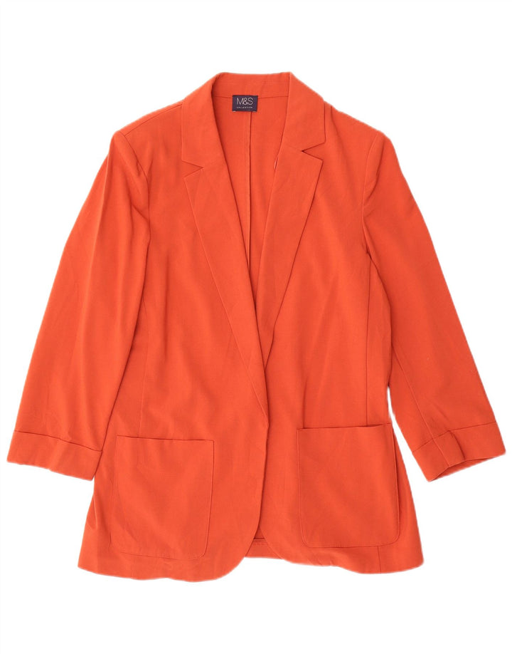Marks & Spencer Womens Open 3/4 Sleeve Blazer Jacket UK 12 Medium Orange