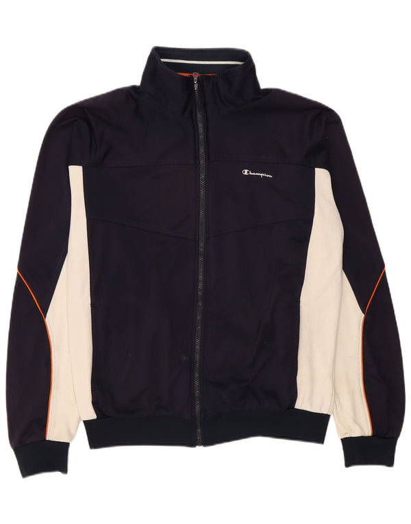 Champion Mens Tracksuit Top Jacket XL Navy Blue Colourblock Polyester
