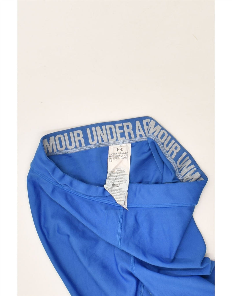 UNDER ARMOUR Womens Heat Gear Graphic Capri Leggings UK 8 Small Blue | Vintage Under Armour | Thrift | Second-Hand Under Armour | Used Clothing | Messina Hembry 