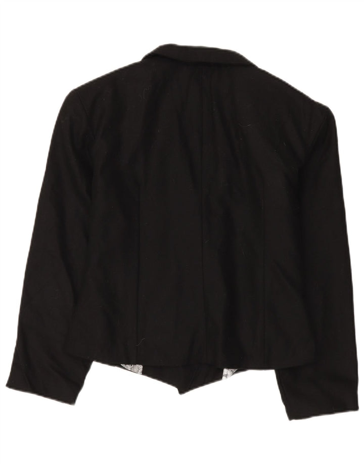 Vintage Womens Double Breasted Blazer Jacket UK 14 Medium Black Wool