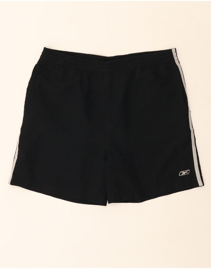 REEBOK Mens Sport Shorts XL W38 L6 Black Striped Polyester