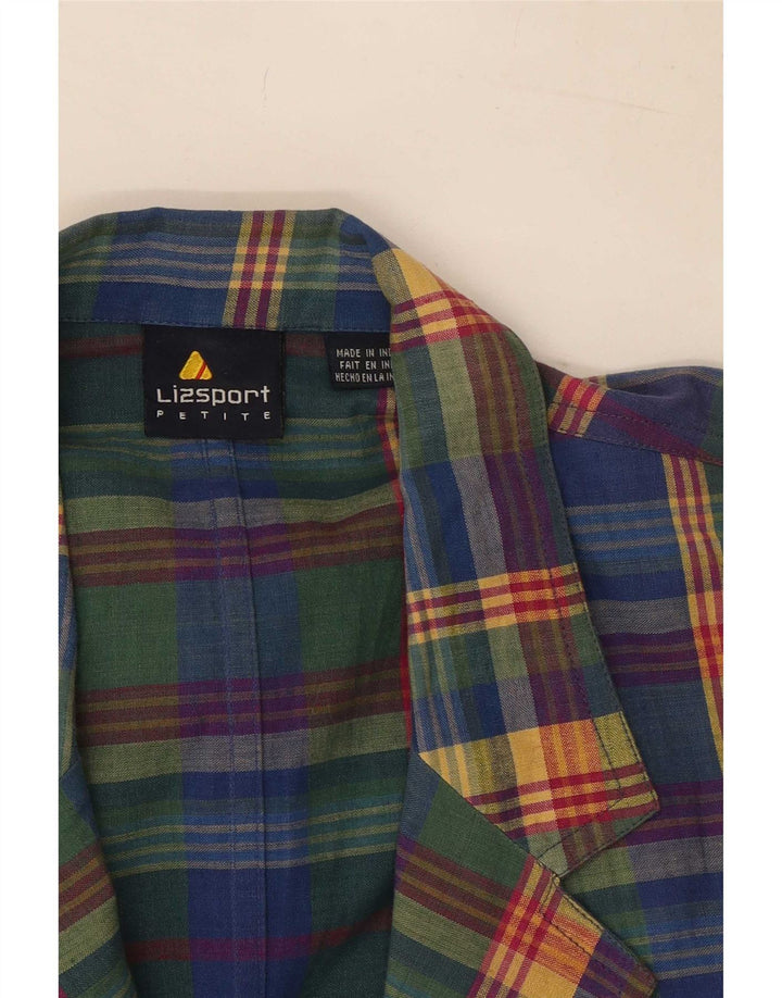Lizsport Womens Petite 3 Button Blazer Jacket US 2 XS Multicoloured Check