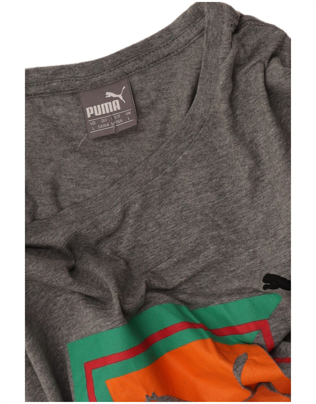 Puma Mens Graphic T-Shirt Top Large Grey Flecked