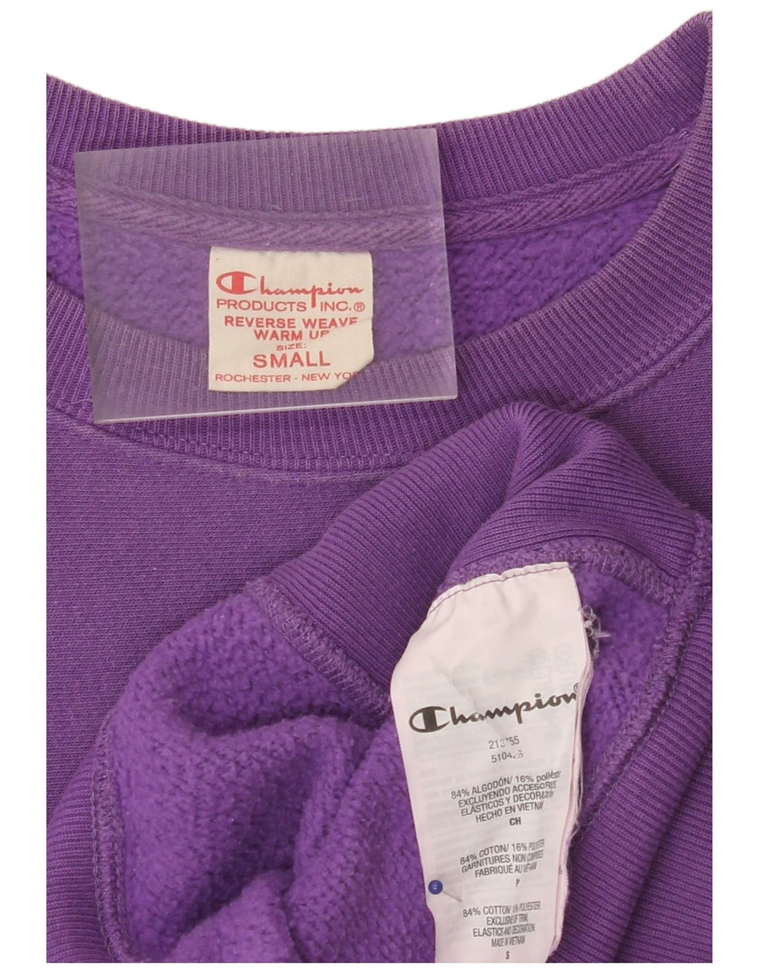 CHAMPION Mens Reverse Weave Graphic Sweatshirt Jumper Small Purple Cotton