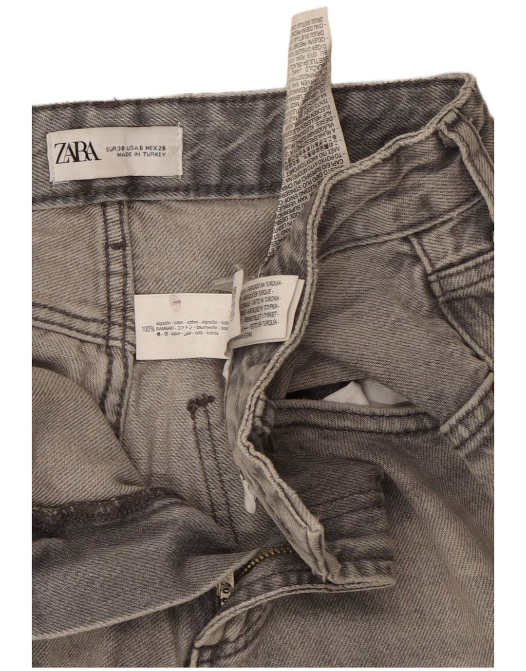 Zara Womens Wide Leg Jeans EU 38 Medium W28 L33 Grey Cotton