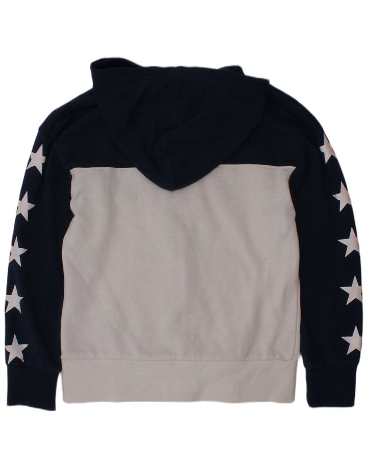 CONVERSE Boys Zip Hoodie Sweater 8-9 Years Small Navy Blue Colourblock