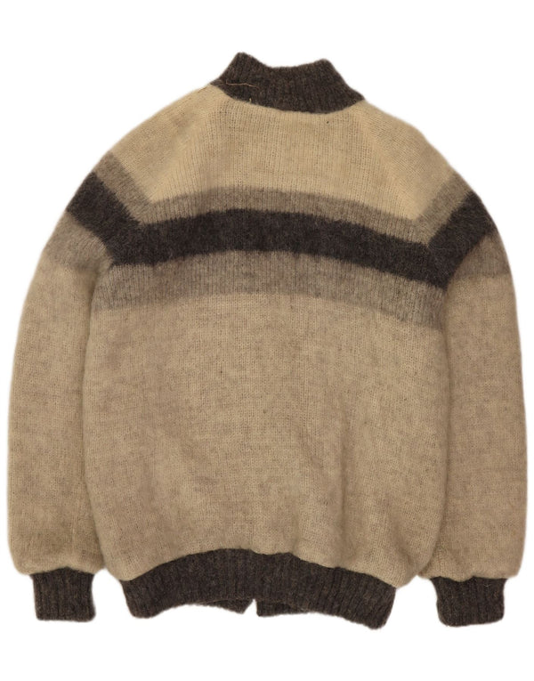 Alafoss Icewool Mens Knit Bomber Jacket UK 40 Large Grey Colourblock Winter