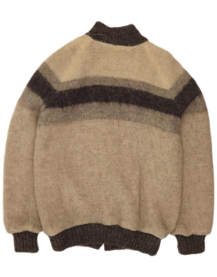 Alafoss Icewool Mens Knit Bomber Jacket UK 40 Large Grey Colourblock Winter