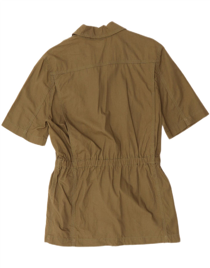 BENETTON Womens 4 Button Short Sleeve Blazer Jacket IT 42 Medium Khaki