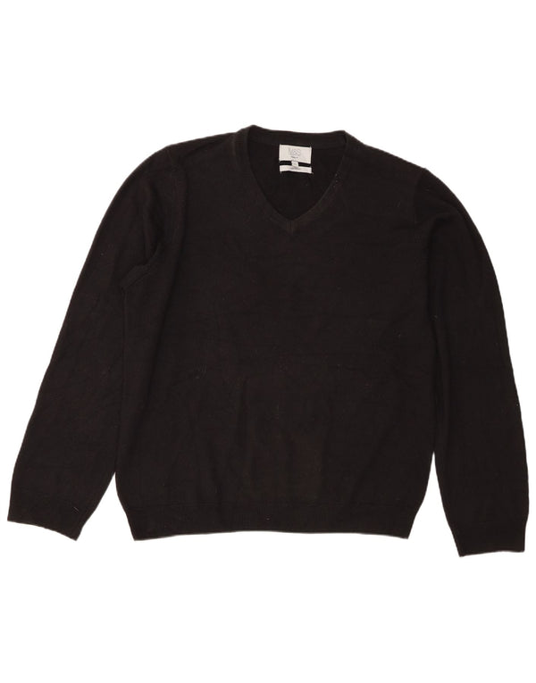 Marks & Spencer Mens Regular Fit V-Neck Jumper Sweater Large Black Acrylic