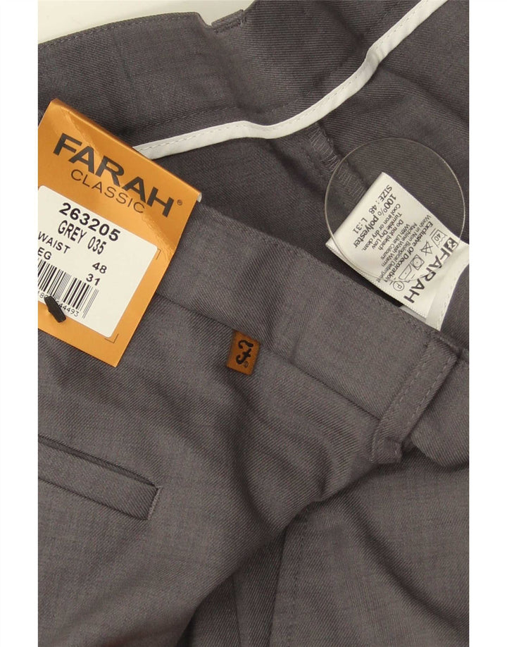 Farah Mens Straight Chino Trousers W48 L31 Grey Polyester