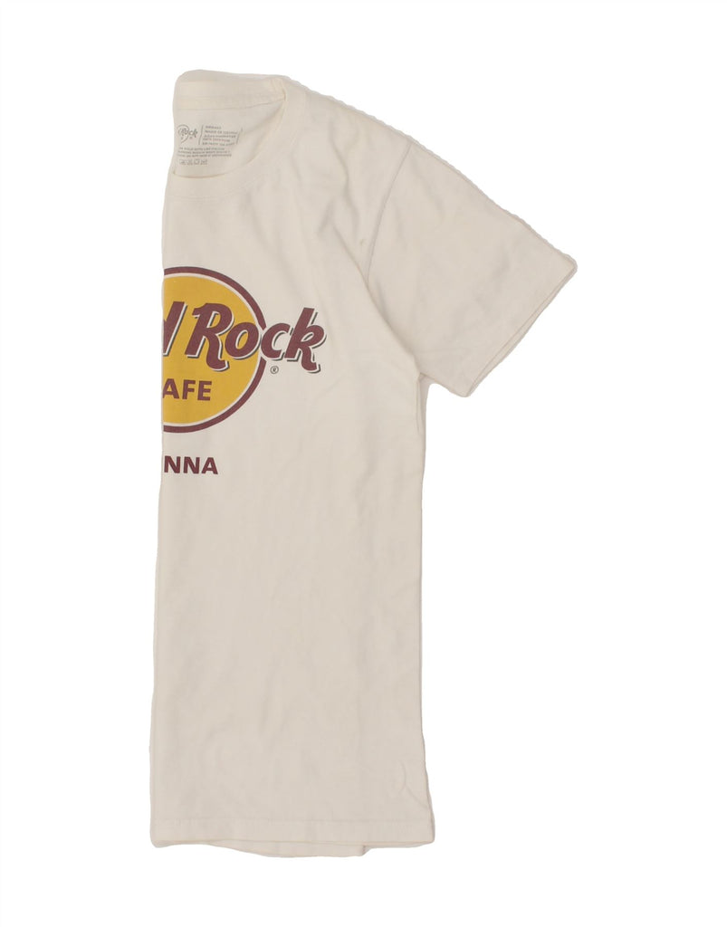 HARD ROCK CAFE Womens Vienna Graphic T-Shirt Top UK 6 XS White Cotton | Vintage Hard Rock Cafe | Thrift | Second-Hand Hard Rock Cafe | Used Clothing | Messina Hembry 