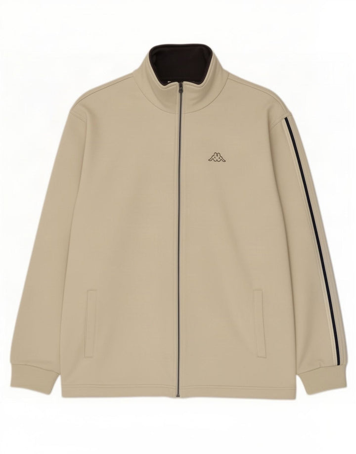 Kappa Mens Tracksuit Top Jacket Large Beige Cotton