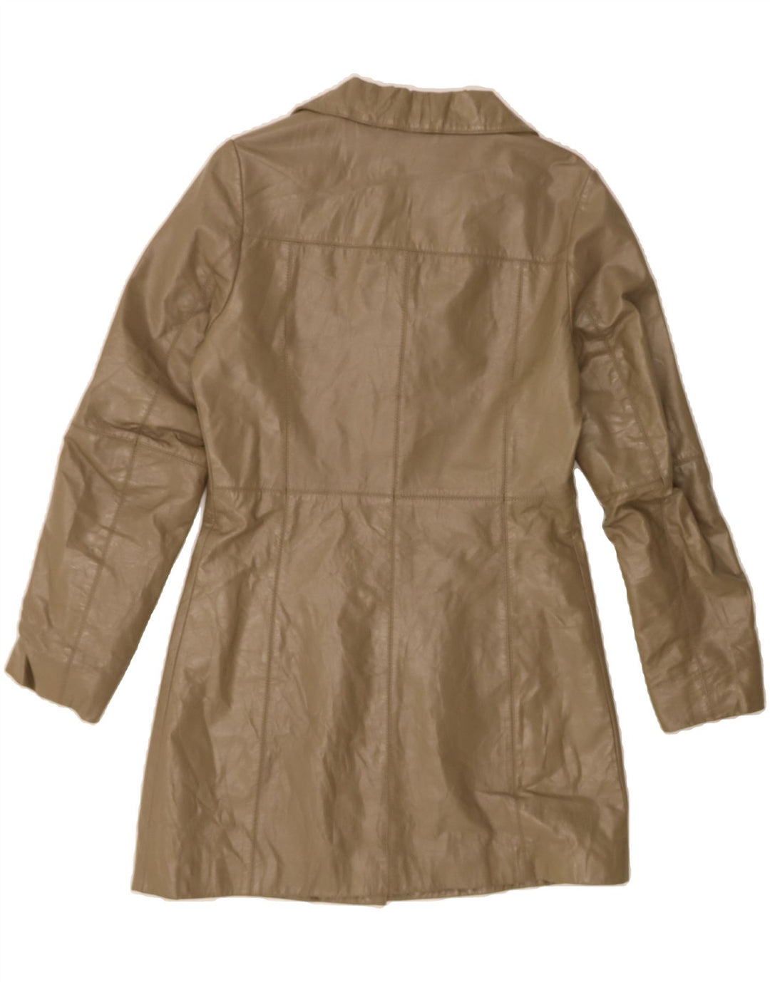 VINTAGE Womens Leather Coat EU 36 Small Beige Leather Vintage Vintage and Second-Hand Vintage from Messina Hembry 
