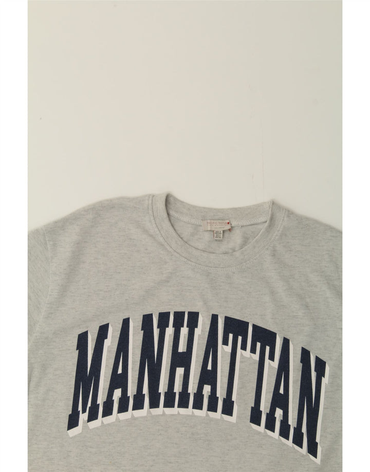 PULL & BEAR Mens Manhattan Graphic T-Shirt Top Small Grey Cotton Vintage Pull & Bear and Second-Hand Pull & Bear from Messina Hembry 