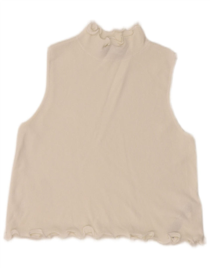 Zara Womens Crop Vest Top UK 10 Small White Viscose