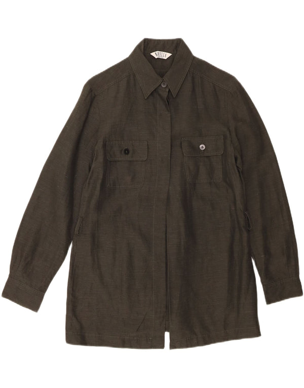 Marella Womens Shirt UK 8 Small Khaki Linen