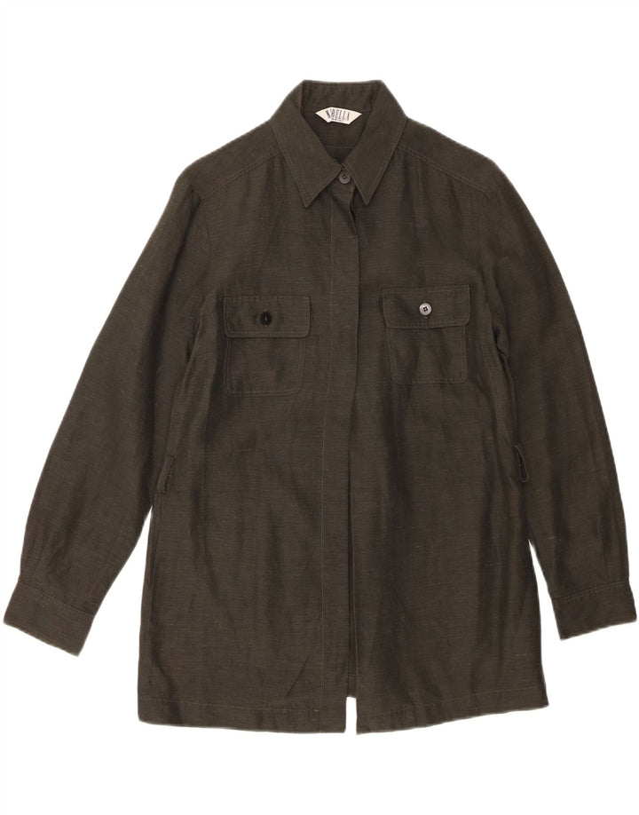 Marella Womens Shirt UK 8 Small Khaki Linen