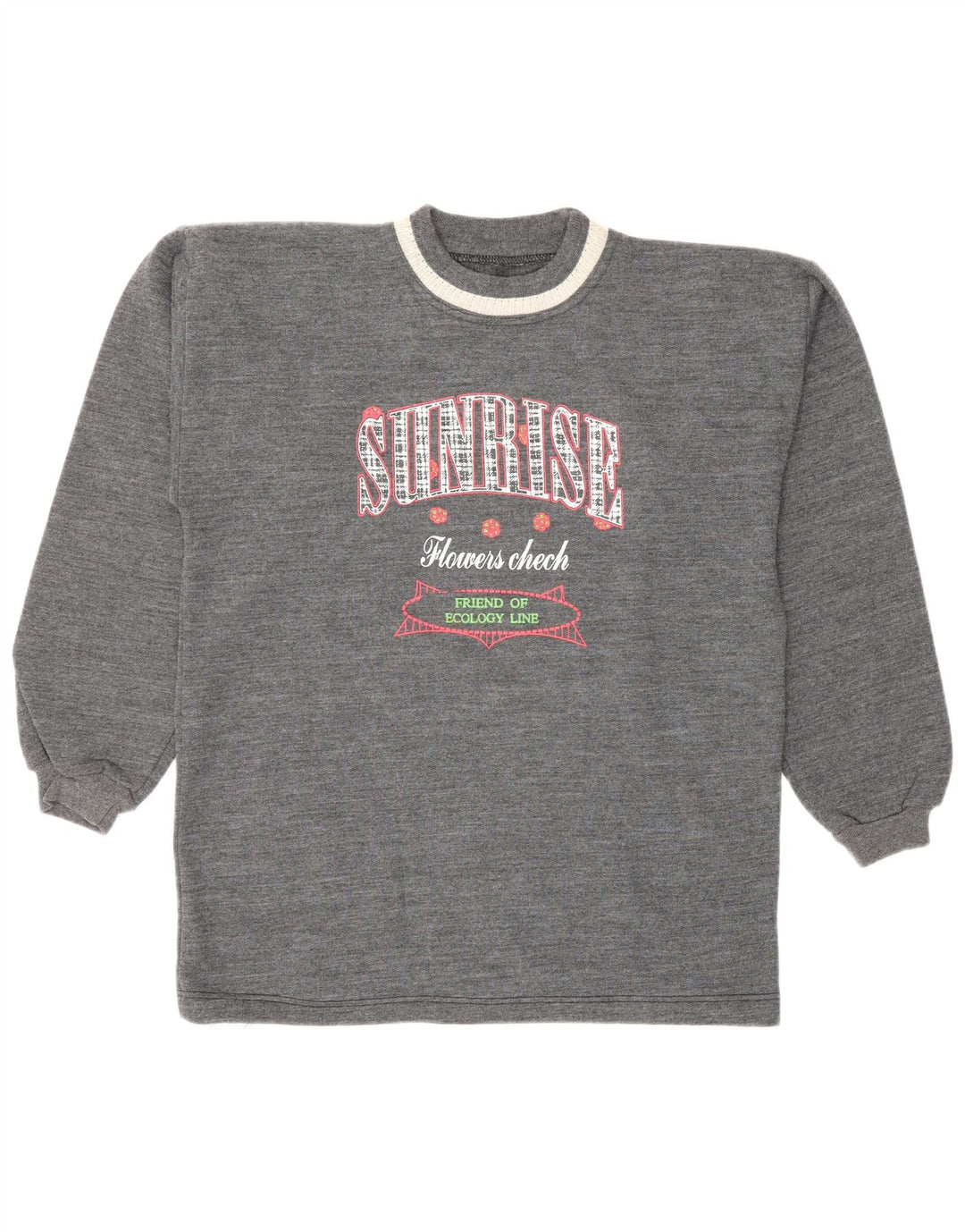 Vintage Womens Graphic Sweatshirt Jumper UK 12 Medium Grey