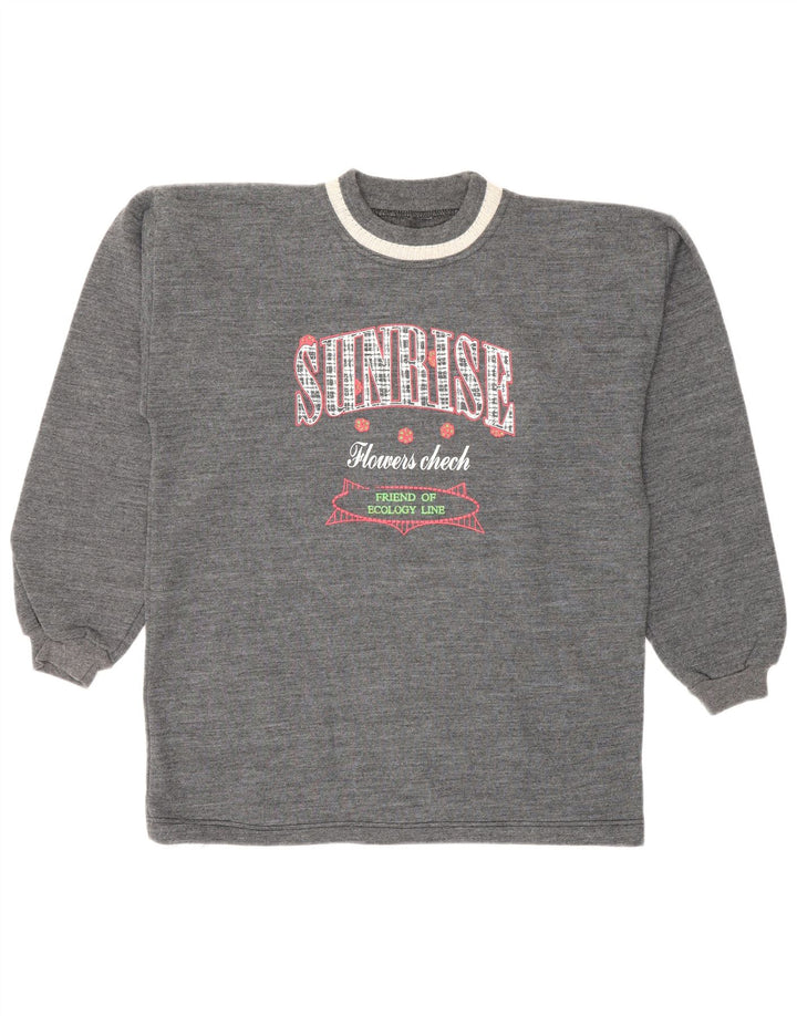 Vintage Womens Graphic Sweatshirt Jumper UK 12 Medium Grey
