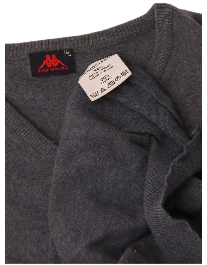 Kappa Womens V-Neck Jumper Sweater UK 14 Medium Navy Blue Wool