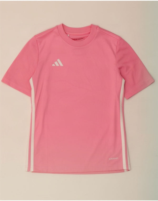 Adidas Girls Aeroready T-Shirt Top 11-12 Years Pink Polyester