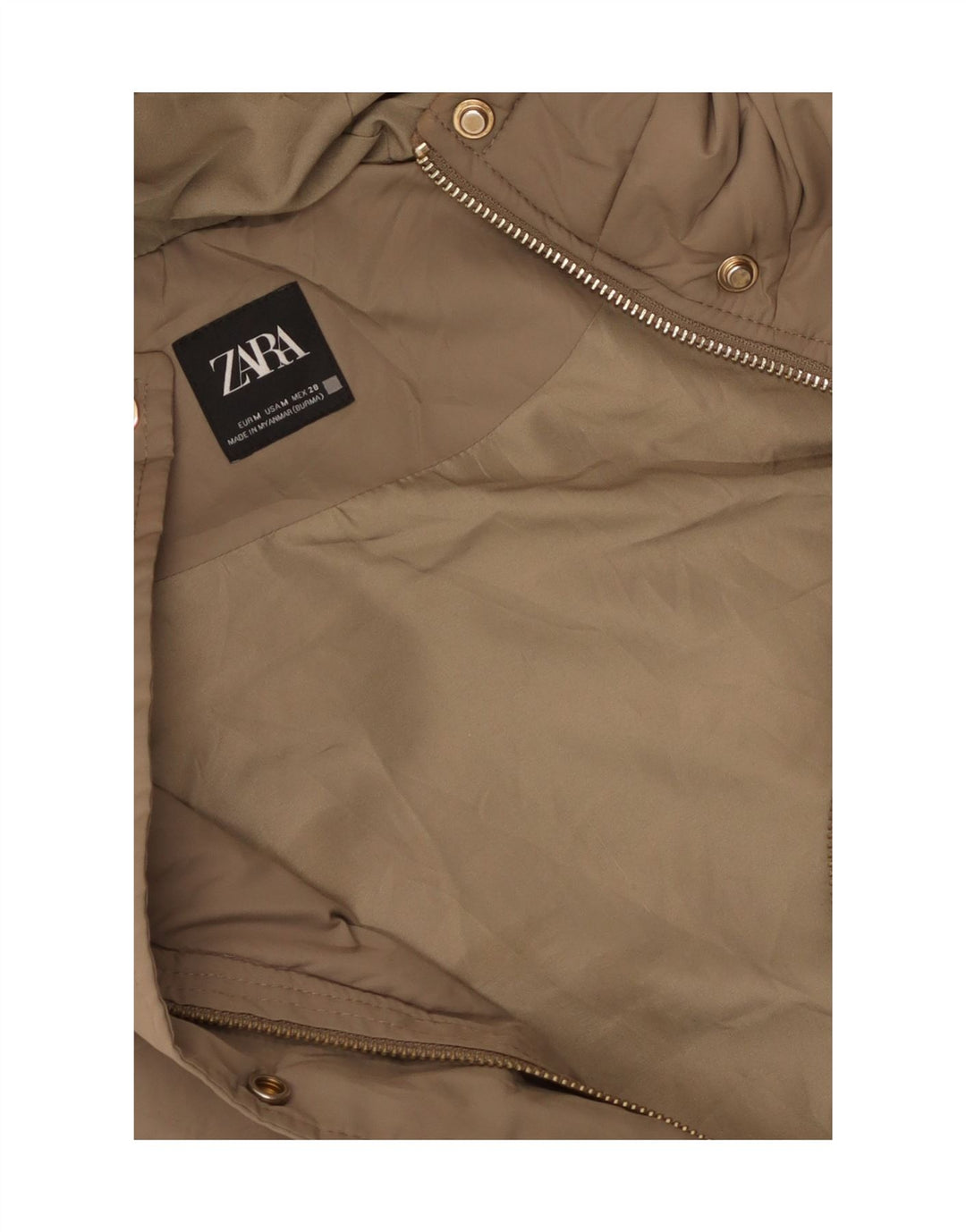 Zara Womens Hooded Sleeveless Padded Coat UK 14 Medium Beige