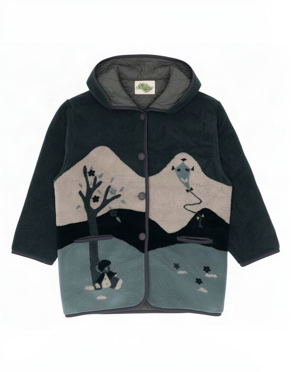 Verde Piu Womens Hooded Windbreaker Coat UK 16 Large Green Novelty