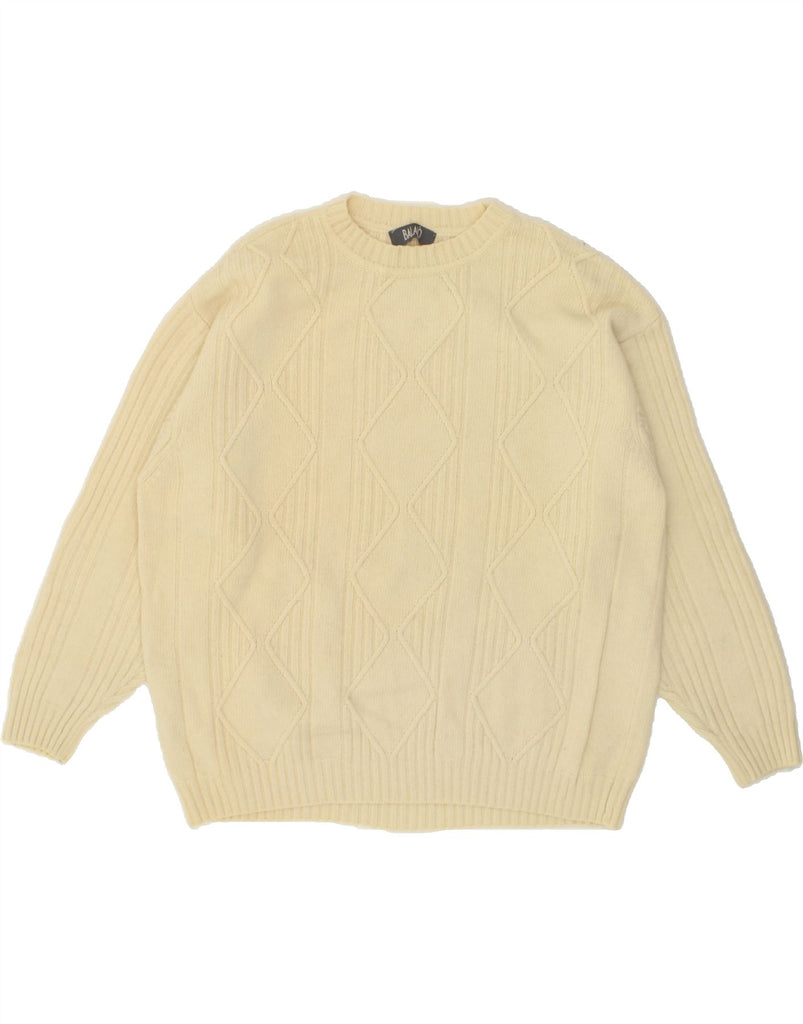 VINTAGE Mens Crew Neck Jumper Sweater Large Beige Argyle/Diamond Wool | Vintage Vintage | Thrift | Second-Hand Vintage | Used Clothing | Messina Hembry 