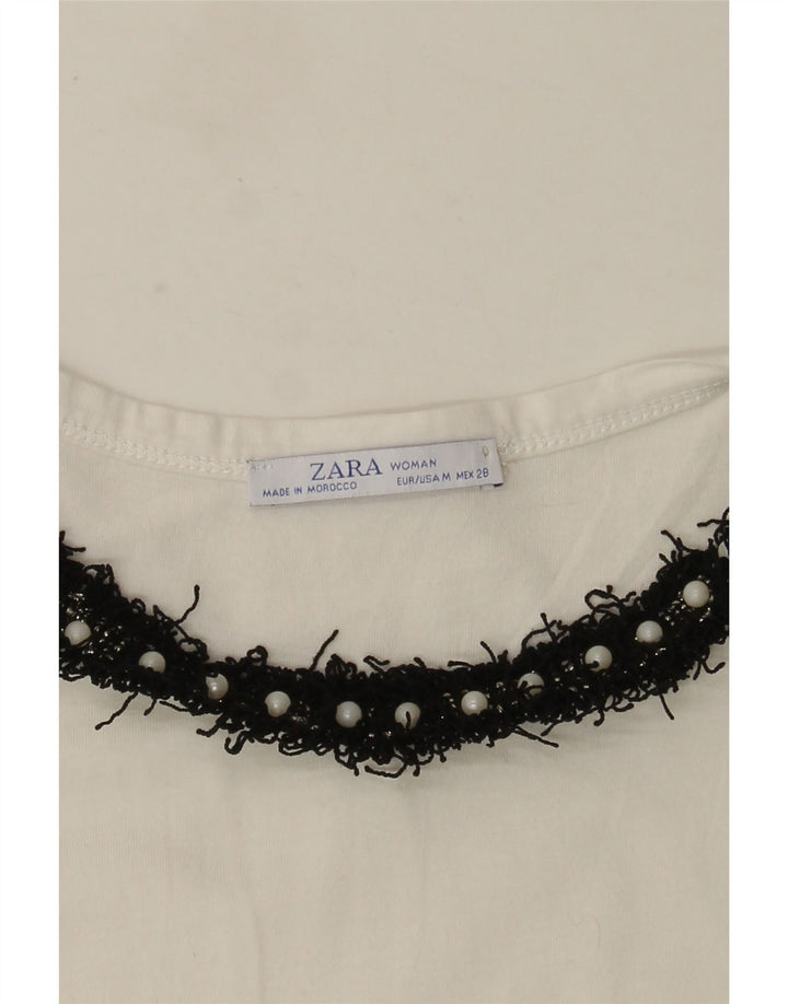 Zara Womens T-Shirt Top UK 12 Medium White
