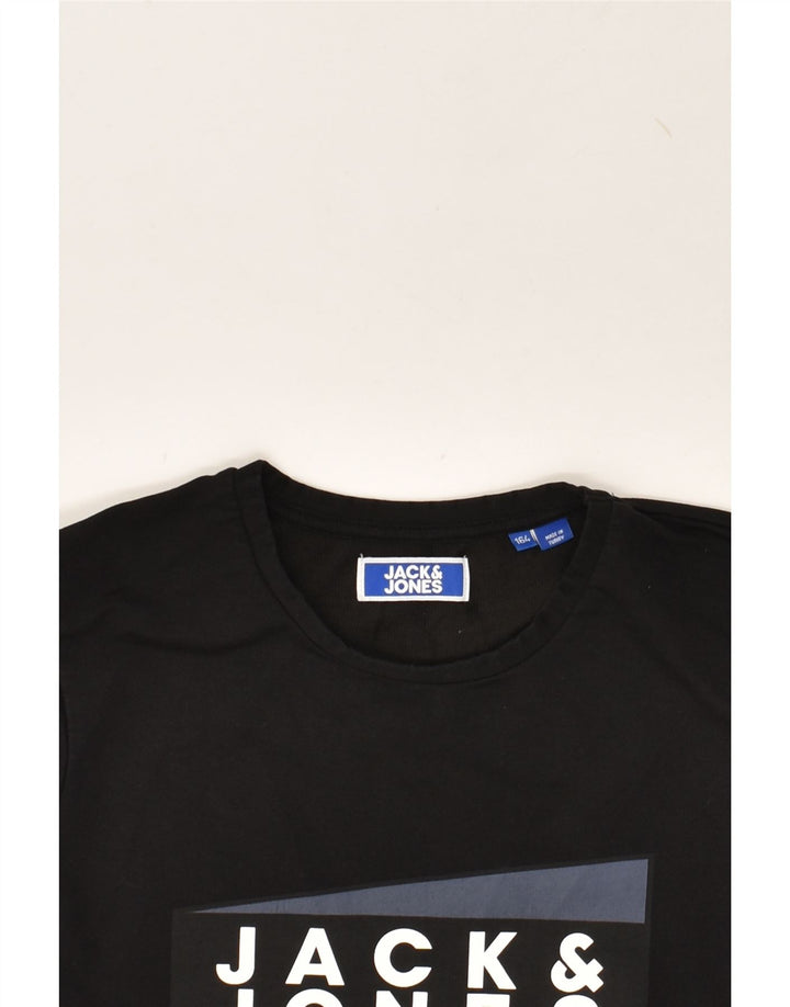JACK & JONES Boys Graphic Sweatshirt Jumper 13-14 Years Black Cotton | Vintage Jack & Jones | Thrift | Second-Hand Jack & Jones | Used Clothing | Messina Hembry 