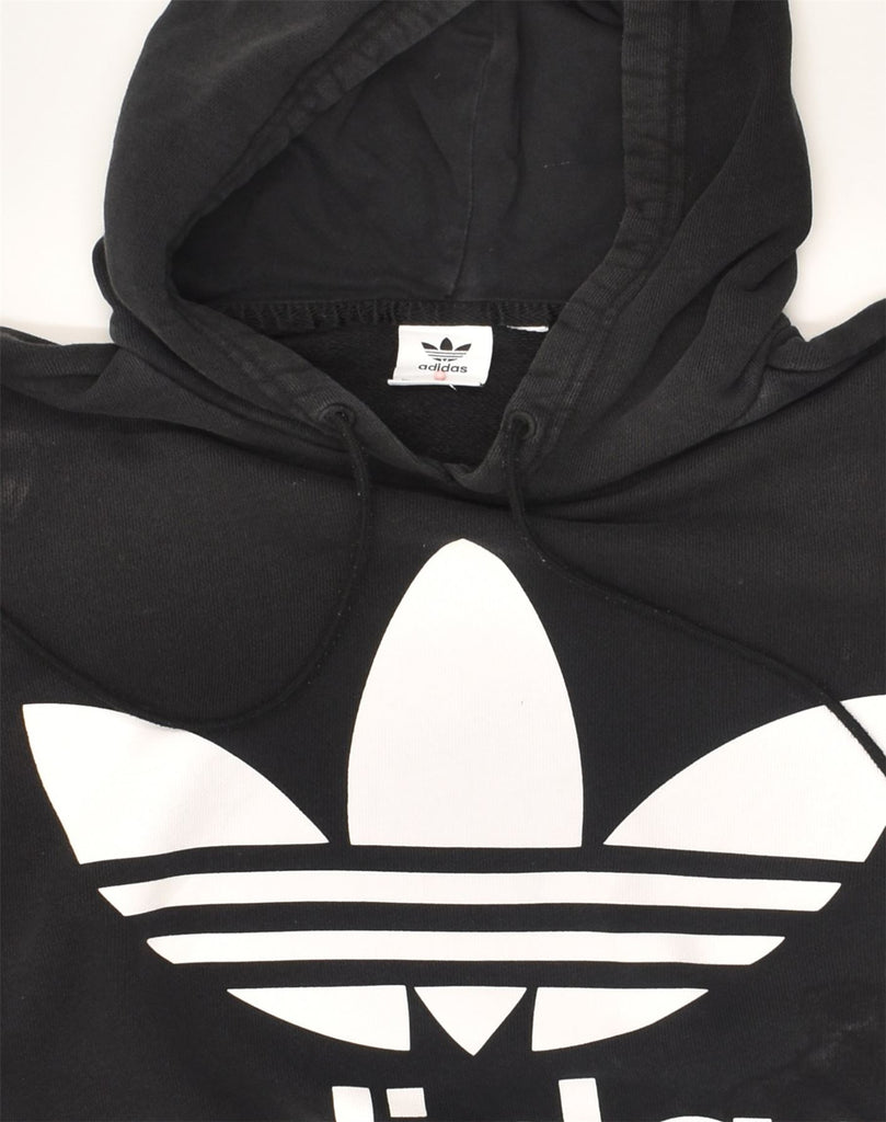 ADIDAS Womens Graphic Hoodie Jumper UK 16 Large Black Cotton | Vintage Adidas | Thrift | Second-Hand Adidas | Used Clothing | Messina Hembry 