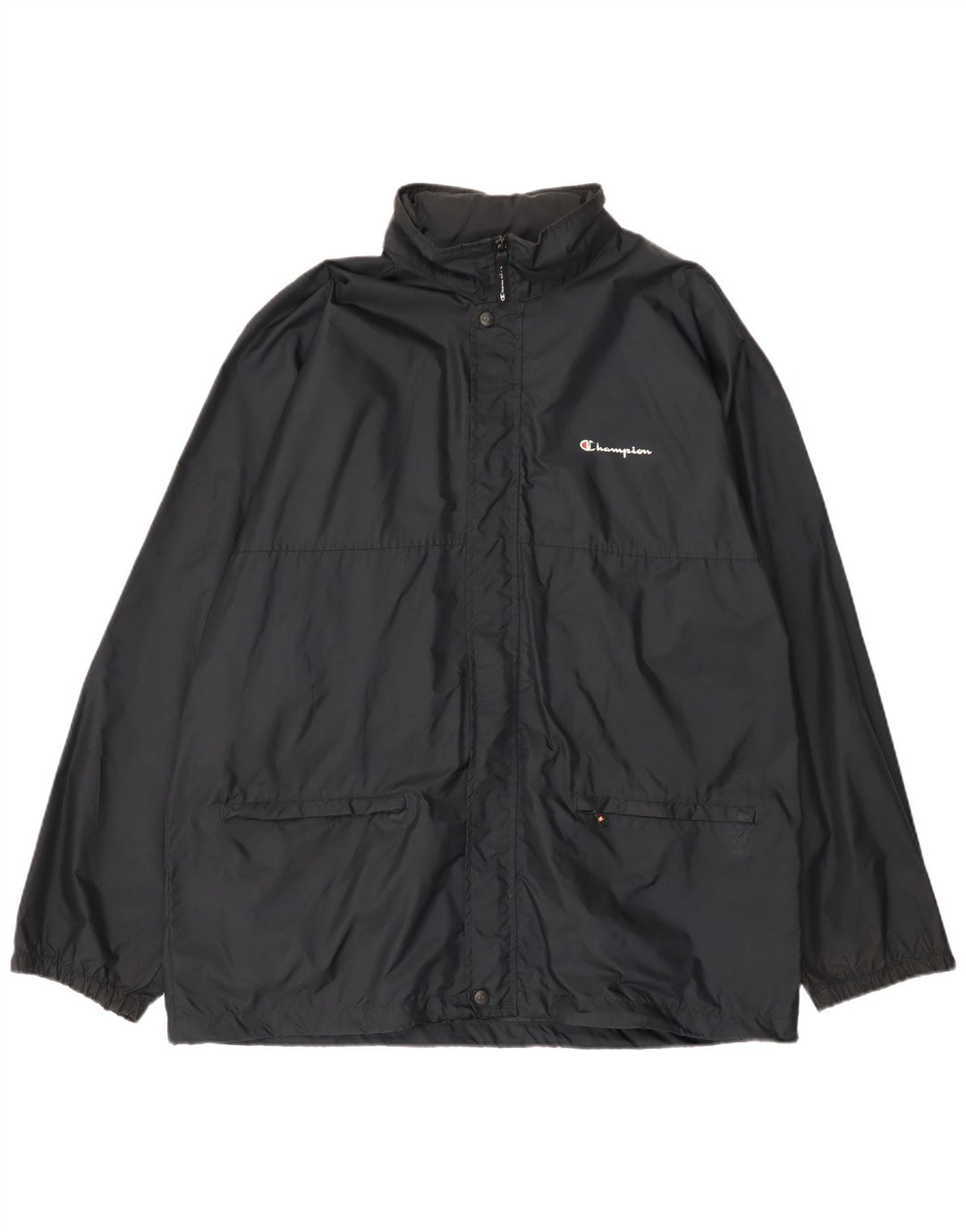 Champion Mens Hooded Rain Jacket UK 42 XL Black Polyamide
