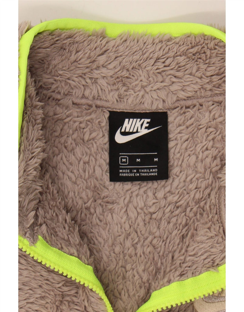 NIKE Womens Oversized Crop Zip Neck Fleece Jumper UK 14 Medium Brown Vintage Nike and Second-Hand Nike from Messina Hembry 