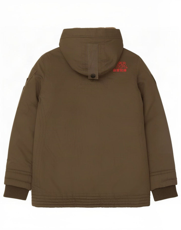 Superdry Womens Hooded Parka Jacket UK 40 Large Brown Polyester
