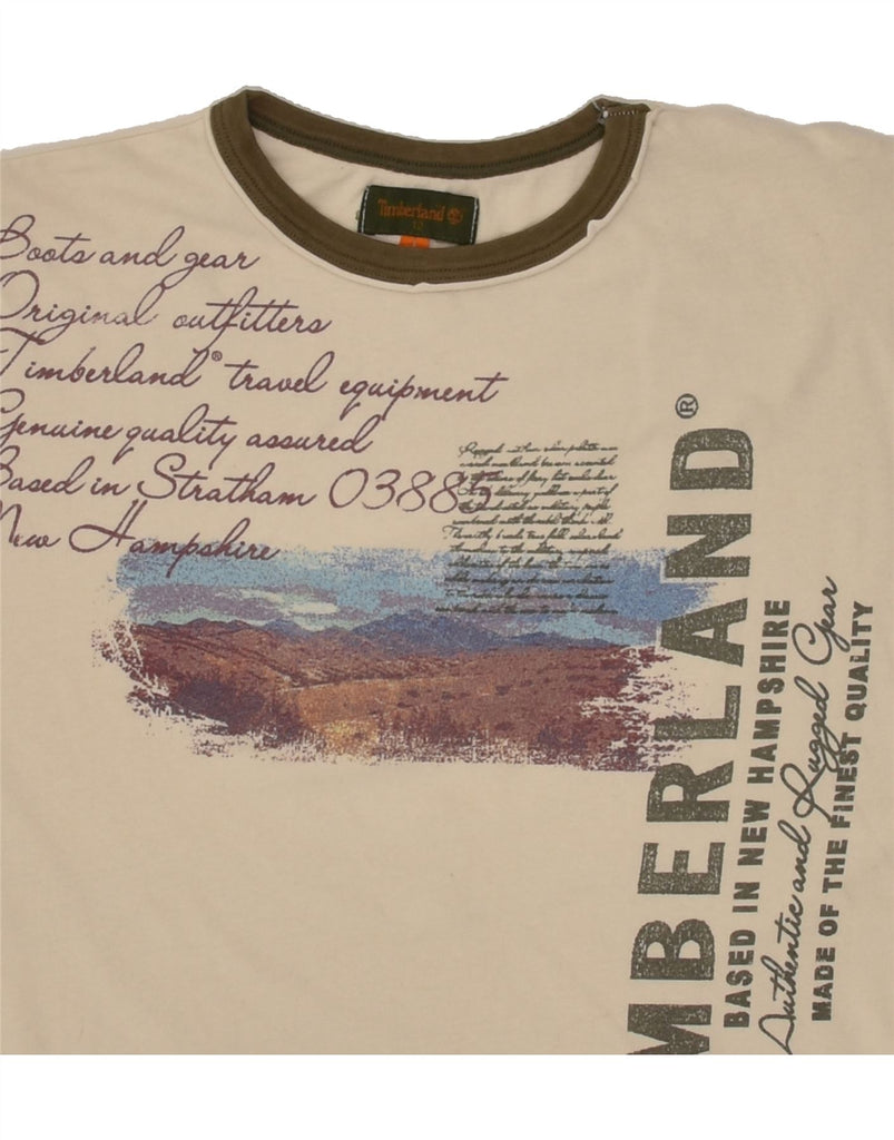 TIMBERLAND Boys Graphic T-Shirt Top 11-12 Years Beige Cotton | Vintage Timberland | Thrift | Second-Hand Timberland | Used Clothing | Messina Hembry 