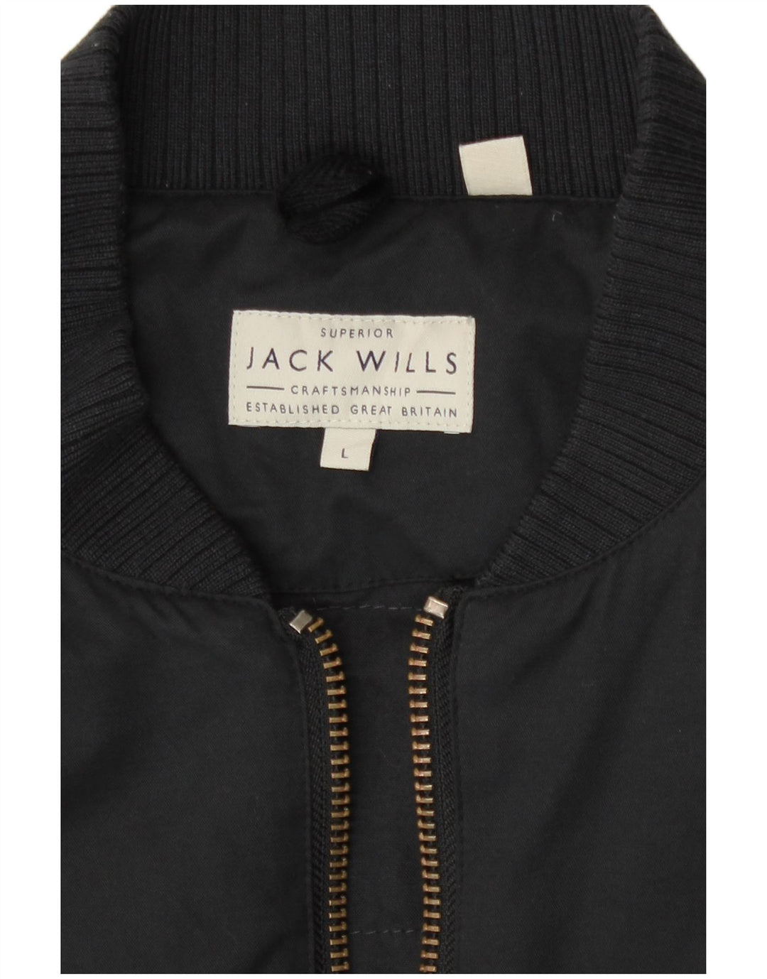 Jack Wills Mens Bomber Jacket UK 40 Large Black Cotton